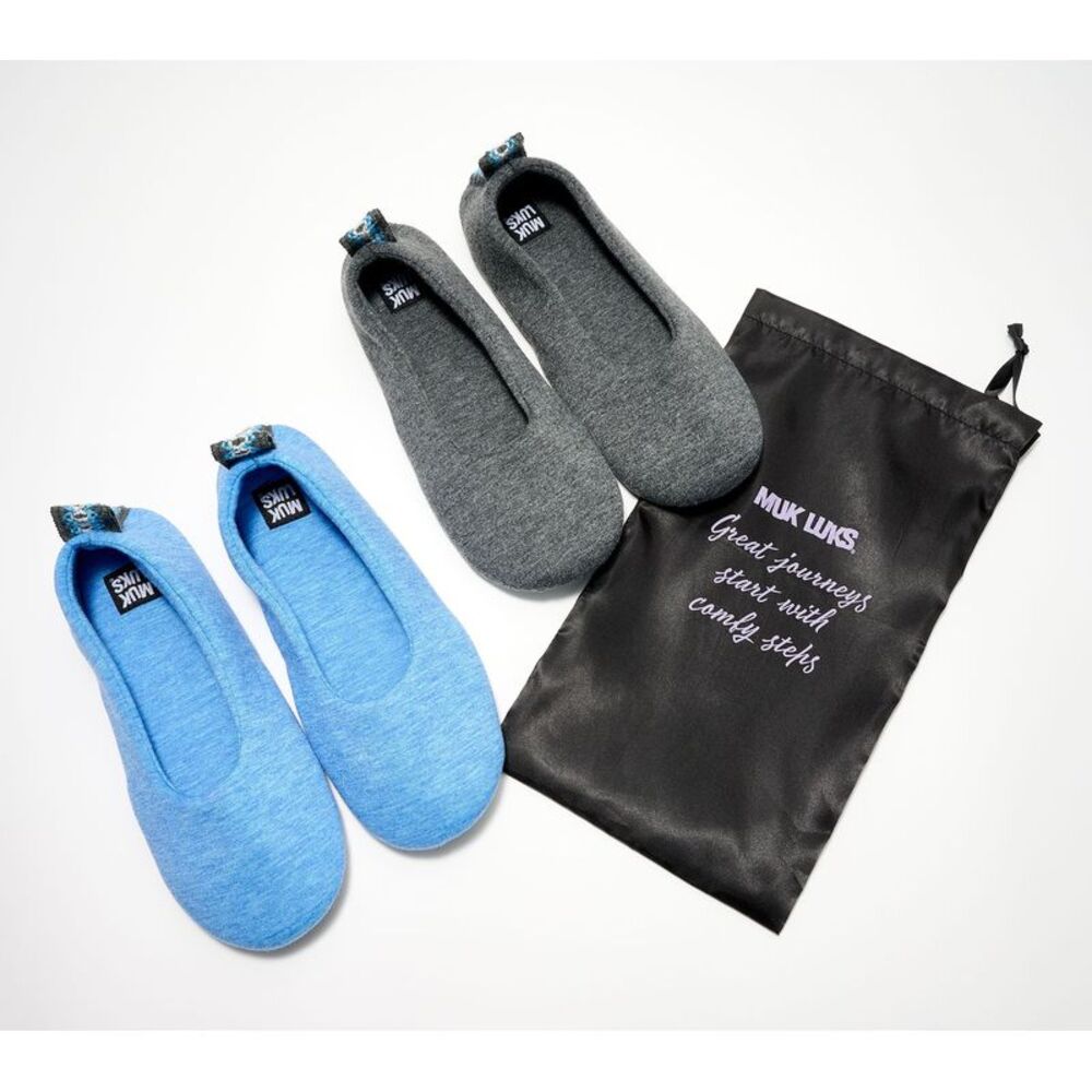 Muk Luks Women's Shoes Sz XL Travel Ballerina Soft Soles Bag MED BLUE A682667